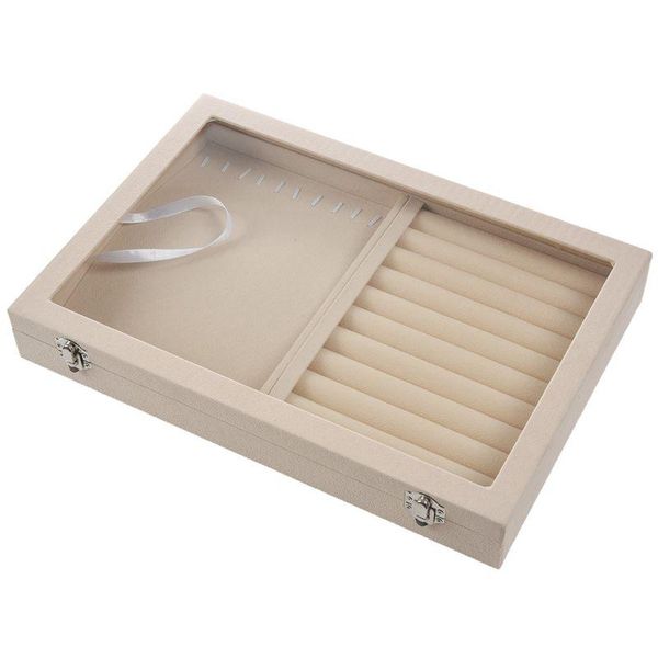 

fleece jewelry box plate jewelry display earring holder ring necklace display tray stand organizer box case watch pink r, Pink;blue