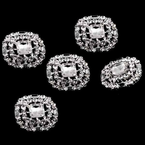 

5 pieces diamante rhinestone round shank buttons sewing buttons embellishment silver 23mm