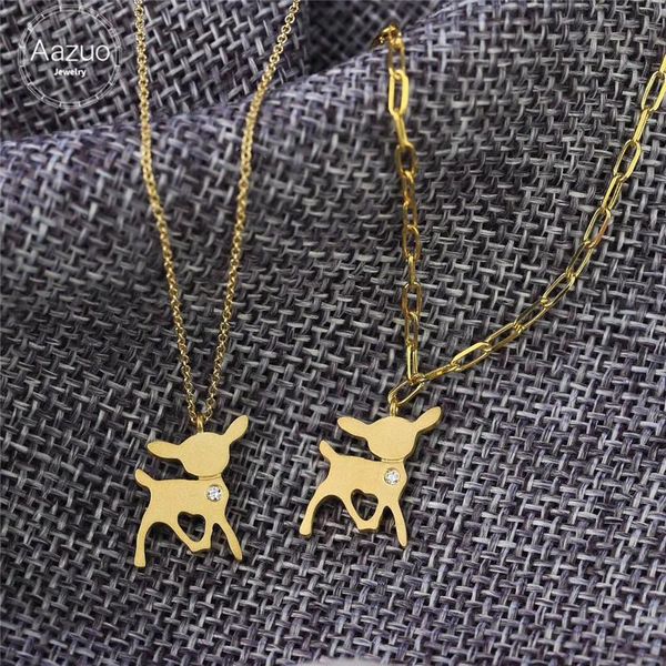 

овцы aazuo real алмазная 18k желтого золота прекрасный животных подвесной с цепи ожерелье браслет одарен для младенца для женщин au750, Silver
