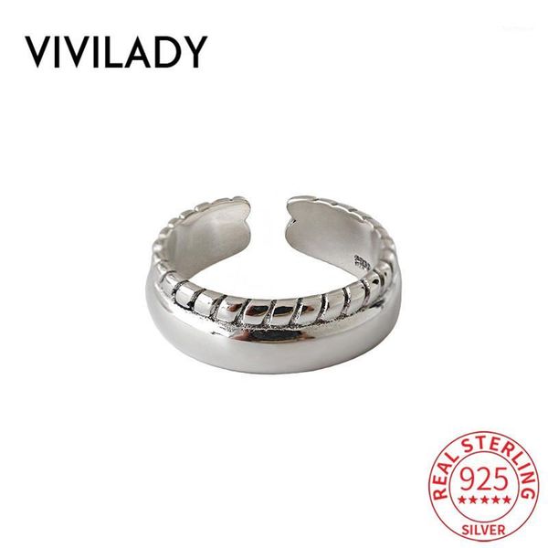 

vivilady minimalist style 925 sterling silver smooth twist round open women charm ring trendy chic for lady jewelry bijoux1, Golden;silver