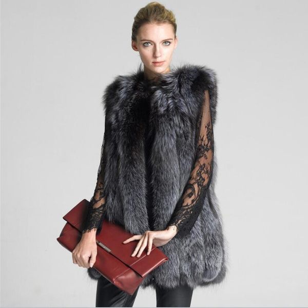 

new arrival winter warm fashion brand women faux fur vest faux fur coat fox fur vest colete feminino plus size s-4xl