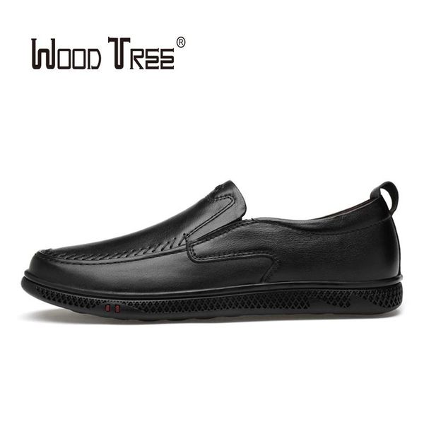 

woodtree men leather formal business shoes male office work flat shoes oxford breathable party wedding anniversary, Black