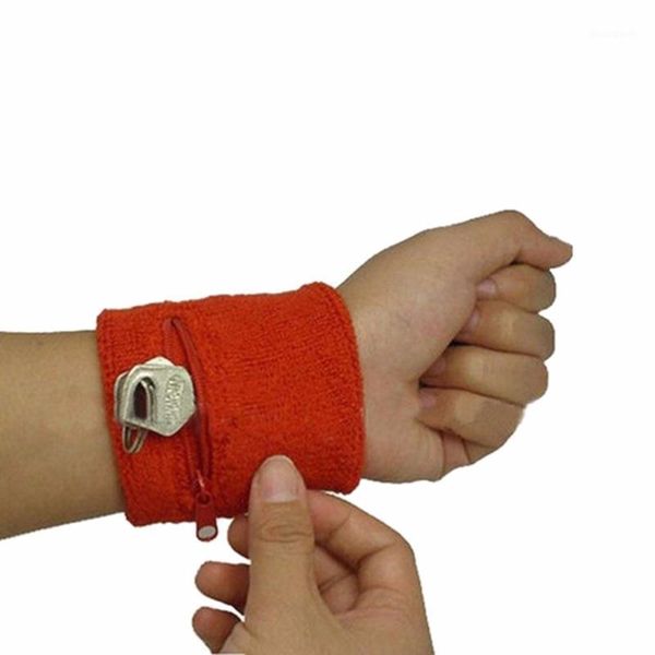 

1/2pcs new zip wrist support brace zip wallet running cycling tennis sports wrist guard protector money coin bag, Black;red