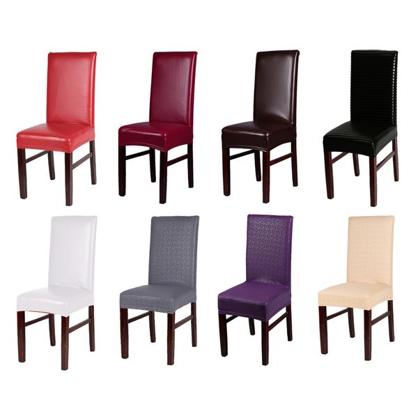 Heißer Verkauf 6 Stück elastische wasserdichte und öldichte PU-Leder Home Chair Sitzbezug Rot Schwarz Kaffee Champagner Multi Color 201120