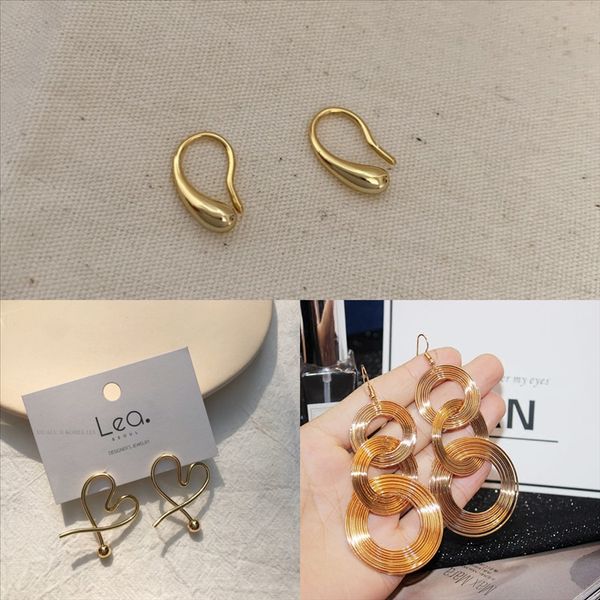 

h4t случайные поперечные формы серьги падения женщин pave мода циркон серьги mus micro 14k cz серьги кубические белые золотые украшения, Golden