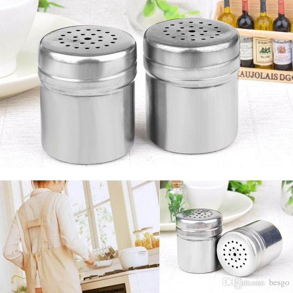 

stainless steel condiment shakers kitchen container bbq seasoning bottle pepper powder tool spice powder sprinkling pot dh0080