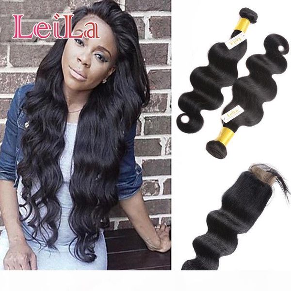 

peruvian virgin hair extensions with 4x4 lace closure 3pieces lot body wave human hair bundles with closure baby hair wefts with closure, Black;brown