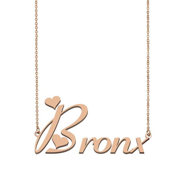 Collana con nome personalizzato Bronx Ciondolo personalizzato per uomo Regalo di compleanno per ragazzi Gioielli per migliori amici Acciaio inossidabile placcato oro 18k