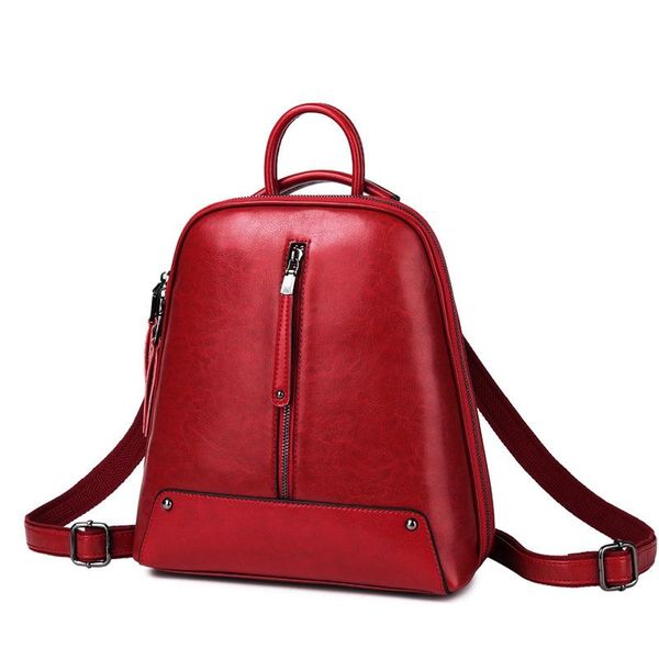 

retro fashion lady's backpack european style shoulder bag oil-wax cowhide female travel bag big capacity women casual