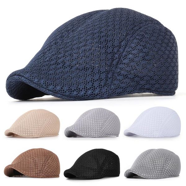 

beret female summer new beret cap outdoor sun ventilating hat brim hat ladies men's fashion simple 2020 wholesale, Blue;gray