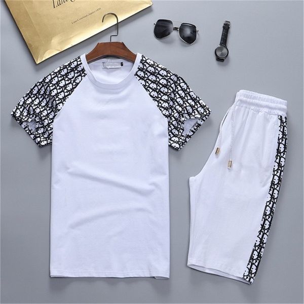 

2021 mens summer designers sweatshirt short sleeve jogging suits fashion letter pattern print tracksuits men cotton sportswear jogger suit, Gray