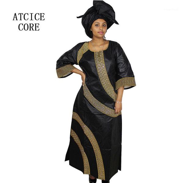 

african dresses for women fashion design new african bazin embroidery design dress long dress with scarf two pcs one set a175#1, Red