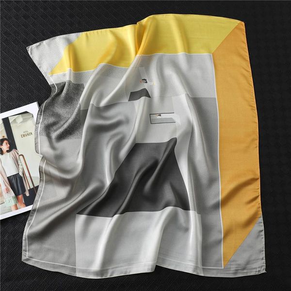

2020 lady silk square scarf fashion print shawl and wraps female bag scarves women bandana head band hijab neckerchief new sqcddb, Blue;gray