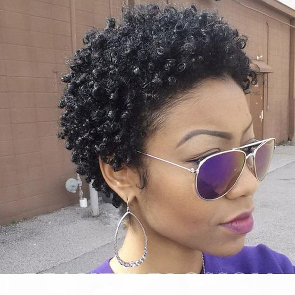 

curly human hair wig 130 density none lace front human hair wigs for women black short natural hairstyle malaysian lace wig, Black;brown