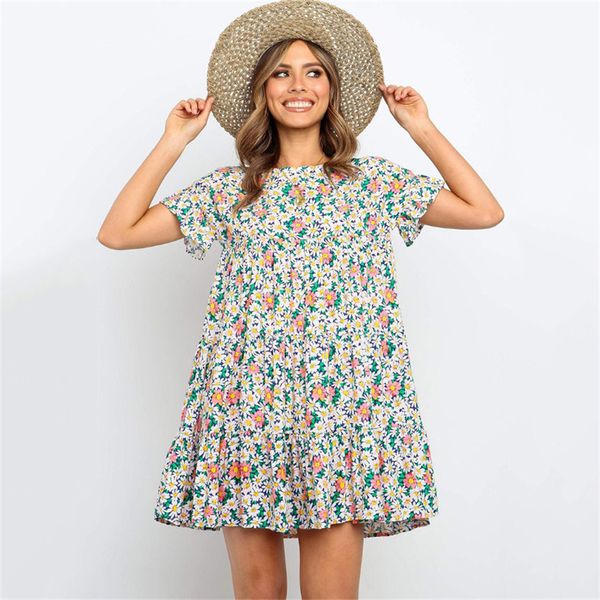 

2021 new will see new ruffled floral temperament at knee height dressed a female print zvw2, Black;gray