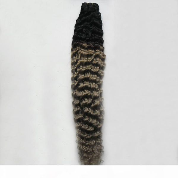 

gray human hair weave ombre 1 bundles non-remy 100g 1b gery two tone ombre brazilian hair double weft, Black