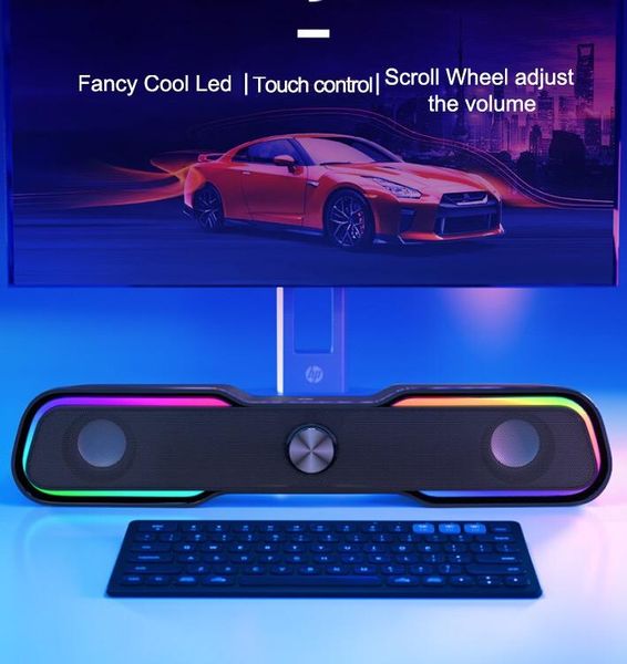 

usb wired speaker soundbar led light stereo bass subwoofer audio aux speaker surround sound bar box for computer tv pc laptop