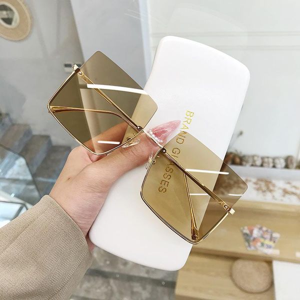 

sunglasses women half-frame metal trimmed sunglasses, new trendy retro big frame sunglasses women, White;black