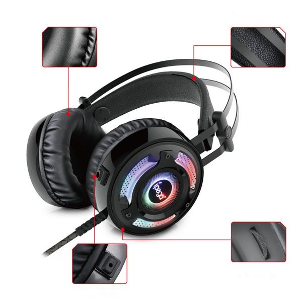 IPEGA Kabelgebundenes Headset, Ps4-Kopfhörer, Gaming-Headset, geeignet für Ps5/PS4/N-Switch/Xbox One XS-Serie/PC/Handy mit Mikrofon, DHL