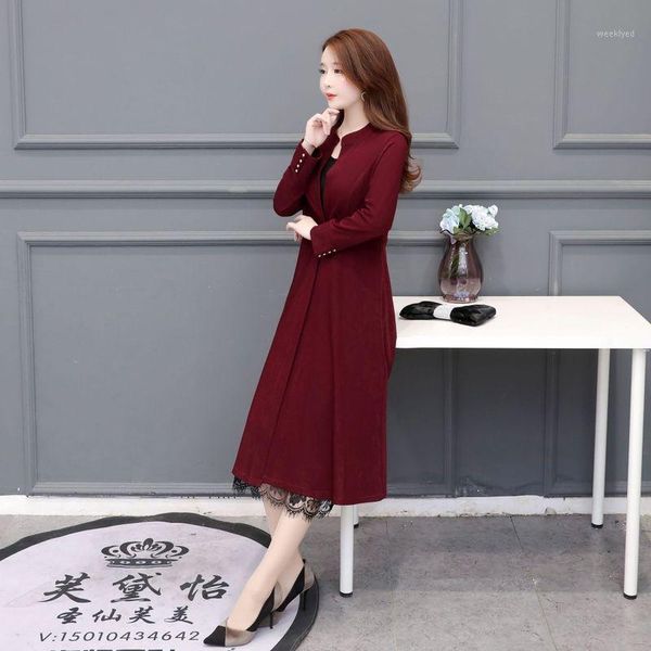 

long windbreaker whom age season vogue of new fund of 2020 wealthy woman temperament noble brim knee-length coat coat1, Tan;black