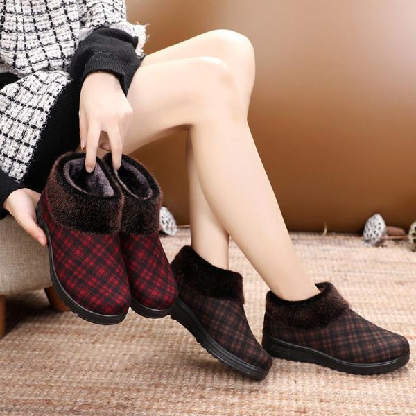 

women winter fur warm snow boots ladies warm booties ankle boot comfortable shoes plus size women boots, Black
