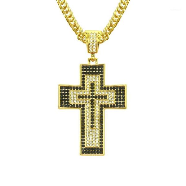

1pcs cross drop pendant hip hop necklace with cuban link chain bling cubic zircon rock men's necklace jewelry for gift1, Silver