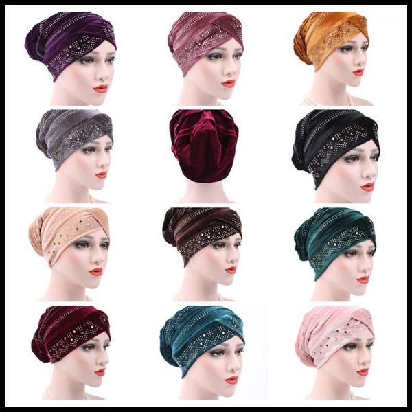 

2020turban solid cotton inner hijab caps soft glitter muslim women turbante bonnet wrap head hijab underscarf cap1, Red