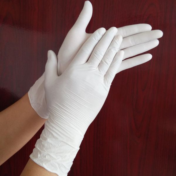 

factoryuokklatex 100 pcs white desposible nitrile gloves , powder textured, disposable, non-sterile, small,medium