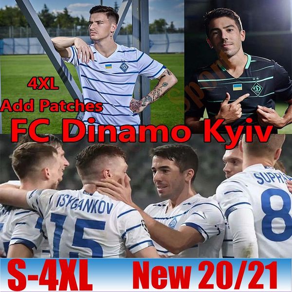 

4xl fc dinamo kyiv soccer jerseys 2020 2021 shevchenko tsygankov supryaha de pena verbic garmash mykolenko men kits football shirts uniforms, Black