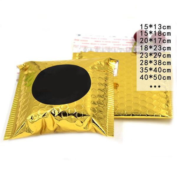 

gold customized logo 10pcs bubble bags envelope self sealing mailer bag thickened color aluminum film express pack wmtajk