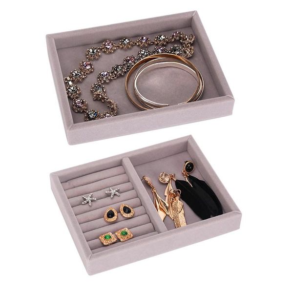 

2pcs drawer diy rings bracelets gift box jewelry storage tray gray - combination e section 2 & space e section 5, Pink;blue