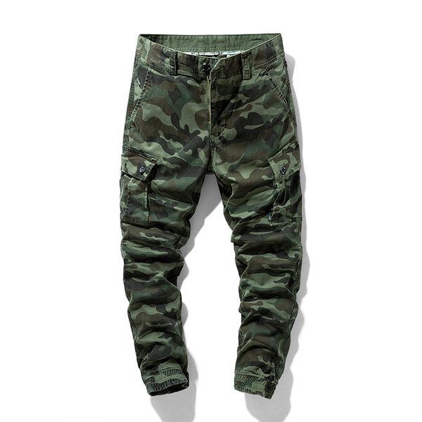 

men camouflage jogger cargo pants cotton brand casual loose tactical military pants men fashion streetwear men trousers big size lj201104, Black