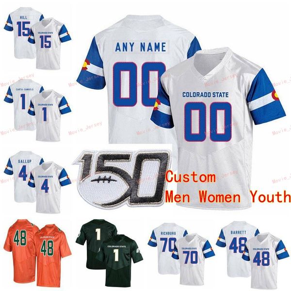 

custom colorado state college football jerseys 12 patrick o'brien 15 collin hill 22 dante wright 24 izzy matthews men women youth stitc, Black