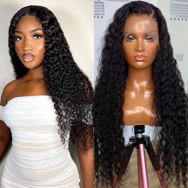 

lx brand 26 inch long kinky curly 180%density synthetic lace front wig for black woman with babyhair preplucked glueless heat resistantfacto