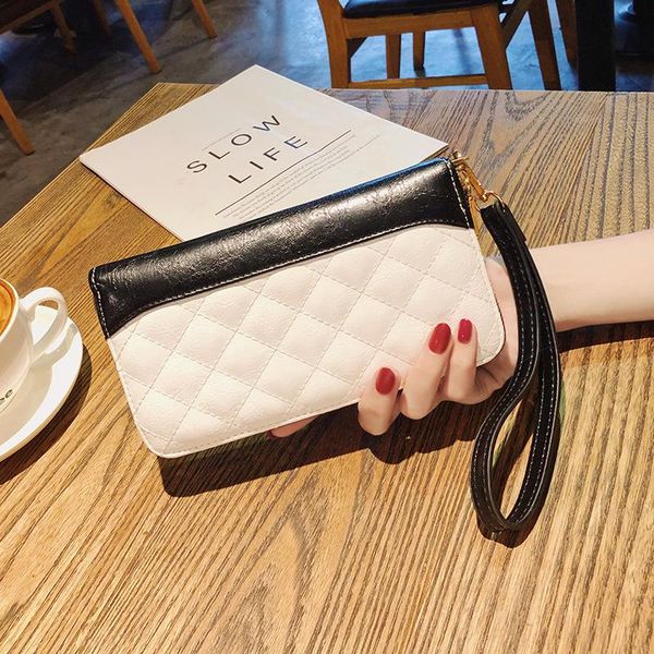 

wallets large-capacity women's long wallet temperament rhombohedral chain clutch carteras de mujer portafoglio donna fashion, Red;black