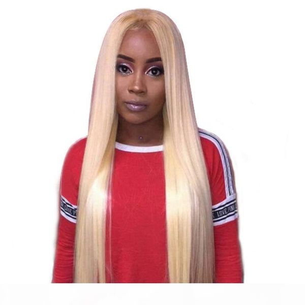 

613 blonde полный парик шнурка человеческих волос шелковистые прямые glueless бразильская human blonde lace волос фронт парики pre щипковых, Black;brown