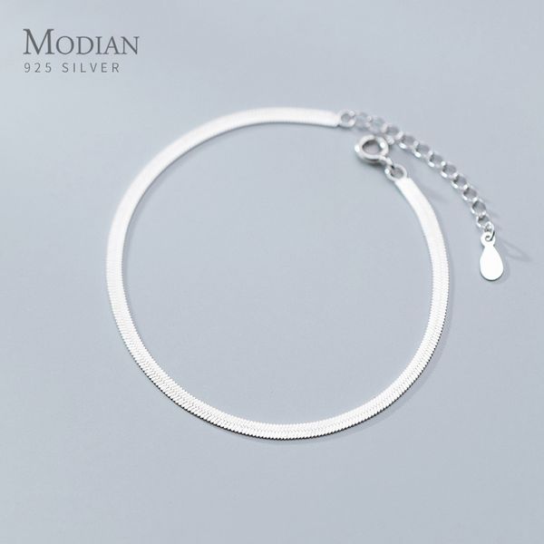 Modian Classic 925 Sterling Silber Charm-Armband oder Fußkettchen für Frauen, verstellbare Schlangenknochenkette, feiner Schmuck, 2020-Design, LJ201020