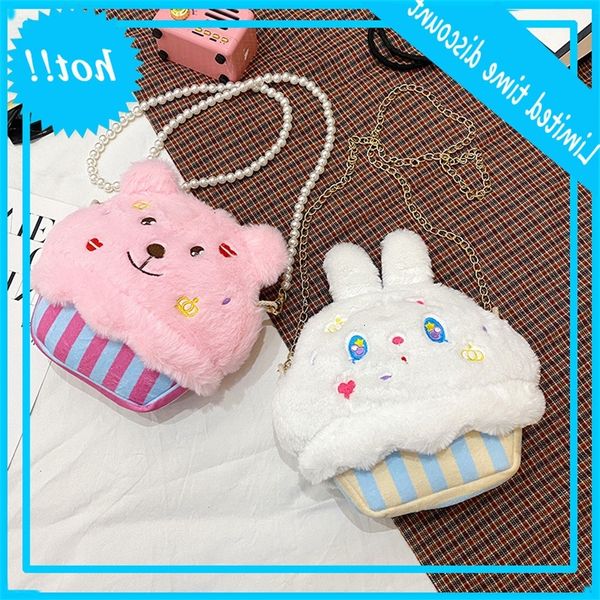 

korean cake 2020 new cartoon plush messenger soft cute bear pearl shoulder bag