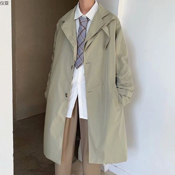 

windbreaker men's mid long jacket in autumn 2020, Tan;black