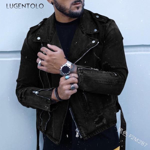 

men jacket spring autumn fashion coat lapel pocket zipper jackets solid slim-fit long sleeve men's casual coats, Black;brown