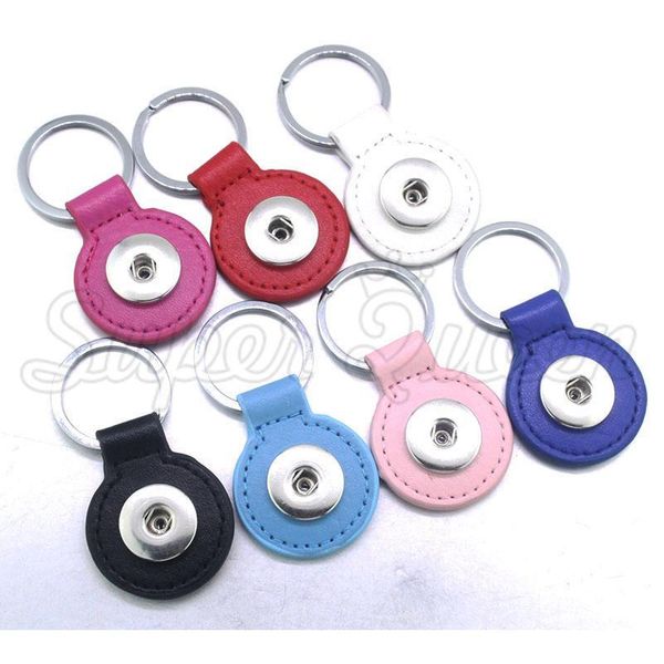 

7colors 2016 3.5cm round candy color pu leather 1 button 18mm metal snap button keychain women's diy jewelry keyr bbyqws
