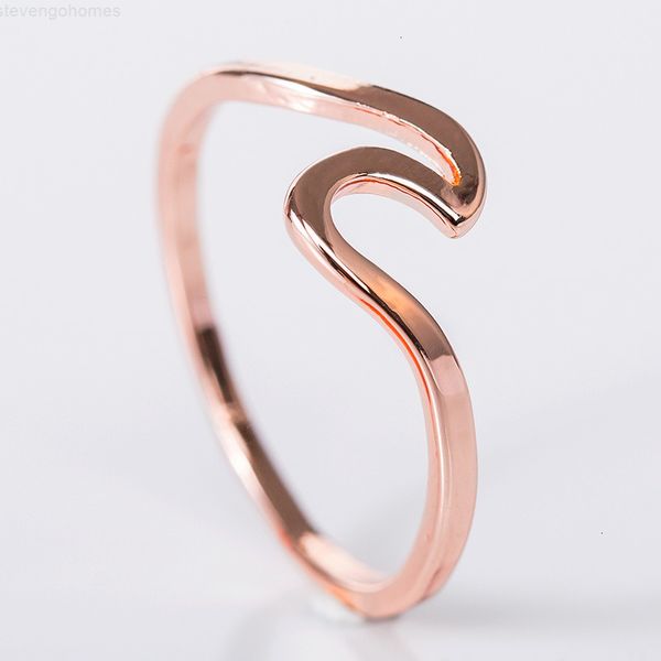 

silver 2019 fashion ocean simple sterling dainty 925 thin wave ring summelrr beach sea surfer personality jewey