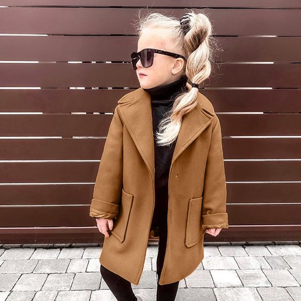 

children toddler baby girls long sleeve winter solid windproof coat infant kids girl warm pocket fashion outwear autumn jacket c1012, Blue;gray