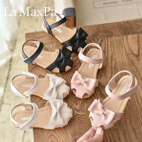 

2020 summer new baby girls sandals fashion leather children shoes bowtie toddler kids soft bottom outdoors sandals size 21-301, Black;red