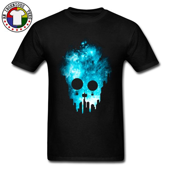 

sport cool t shirts blue city with skull mask outline graphic tee shirt homme galaxy balloon night tshirt for handsome man