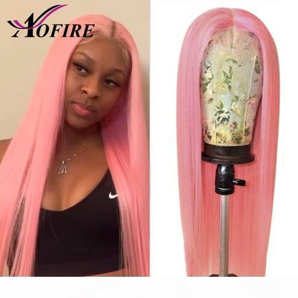 

180% pink wig colored human hair wigs straight lace front wigs lace front human hair for black women transparent, Black;brown