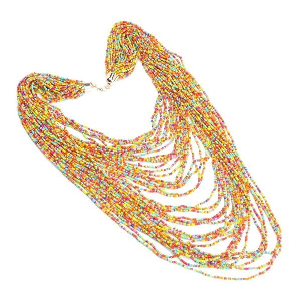 

bk indian long necklace for women handmade 42 layers harajuku costume choker mini beads cluster coat chain statement chain y200730, Silver