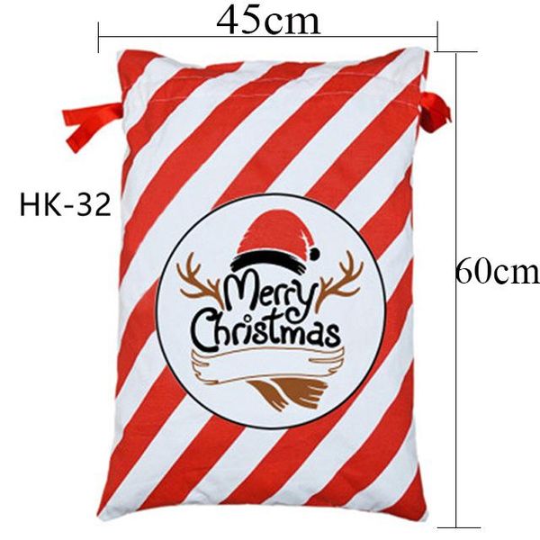 

150pcs / серия 38 стилей canvas санта sack рождественские подарочные пакеты большой санта мешок drawstring конфета малышей мешка подарков sq