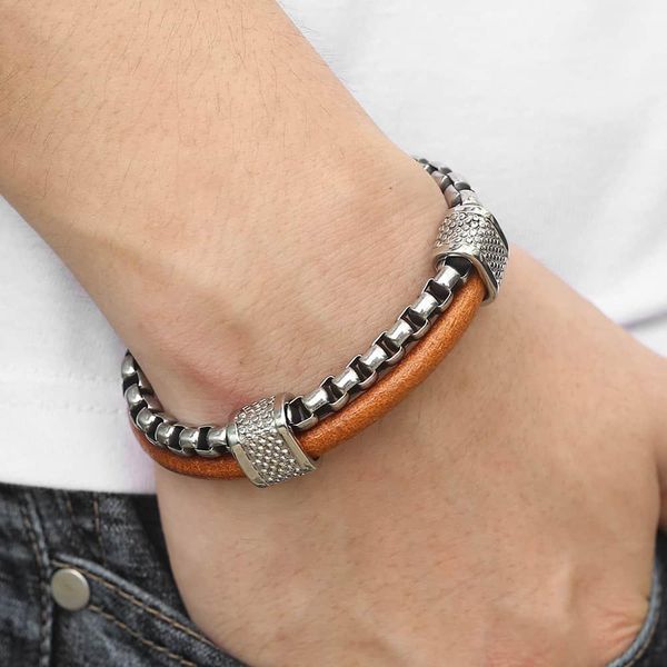 

застежка tbx00401a кожа мужской двойные мальчики переключить genuine браслеты подарков layers ювелирных изделий из нержавеющей стали мужские, Golden;silver