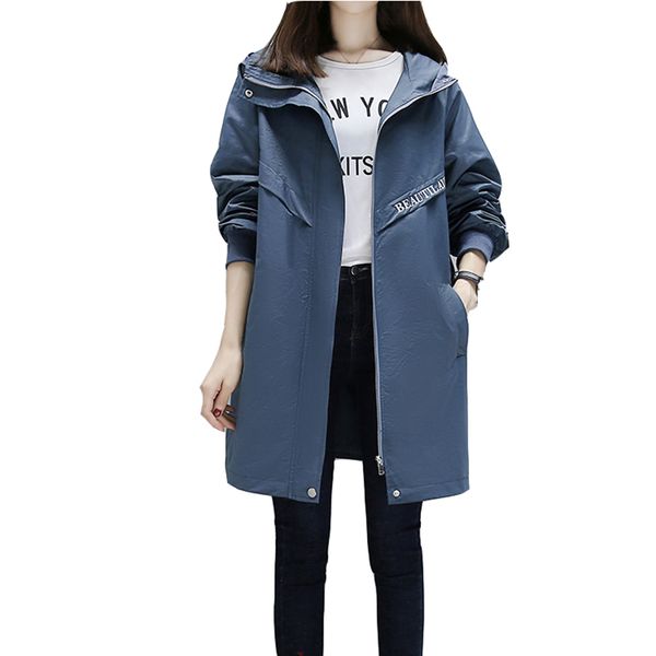 

spring autumn trench women's plus size loose medium long hooded slimming windbreaker coat female, Tan;black